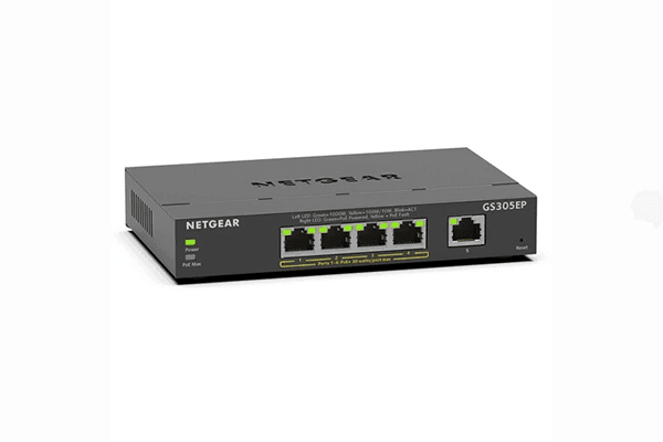 Netgear 5-Port Gigabit Ethernet SOHO Smart Managed Plus PoE Switch with 4-Port PoE+ - Creation Networks