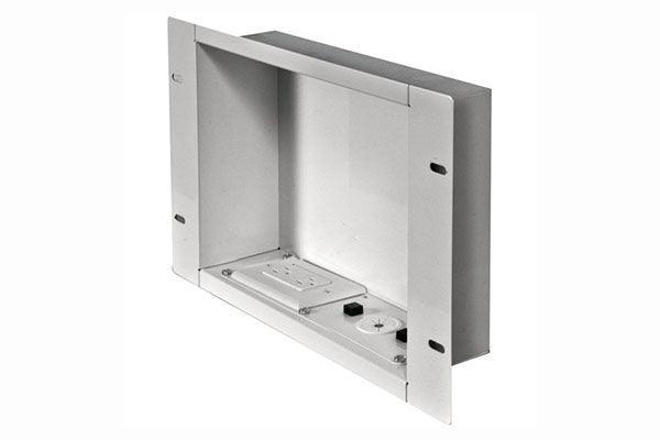 Peerless-AV In-Wall Metal Box Large with 1 Knock Out and Power Outlet for A/V Access - IBA2AC-W - Creation Networks