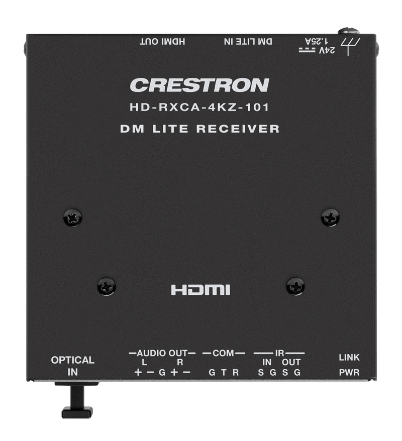 Crestron HD-RXCA-4KZ-101  DM Lite® 4K60 4:4:4 Receiver for HDMI®, RS-232, IR, and Analog Audio Signal Extension over CATx Cable