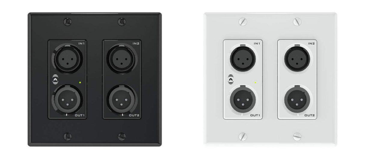 QSC Attero Tech unDX2IO+ Dante/AES67 network audio wallplate– 2 in (XLR) x 2 in (Phoenix) x 2 out (XLR) - Creation Networks