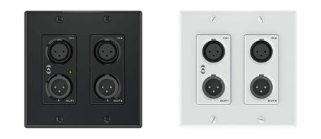 QSC Attero Tech unDX2IO+ Dante/AES67 network audio wallplate– 2 in (XLR) x 2 in (Phoenix) x 2 out (XLR) - Creation Networks