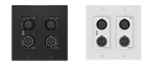 QSC Attero Tech unDX2IO+ Dante/AES67 network audio wallplate– 2 in (XLR) x 2 in (Phoenix) x 2 out (XLR) - Creation Networks