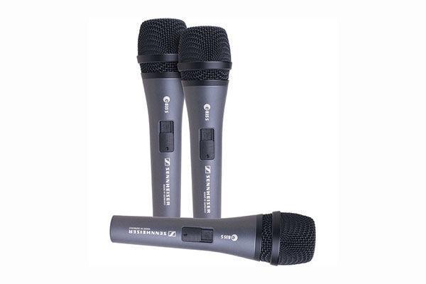 Sennheiser 3-PACK e 835-S Handheld microphone set with (3) e 835-S (cardioid, dynamic), (3) MZQ 800 clips and (3) carrying pouches (3.5 lbs) - Creation Networks