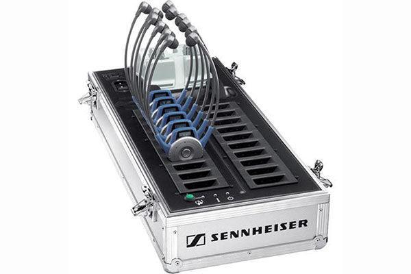 Sennheiser EZL 2020-20L Carrying case with charger for (20) HDE2020-D-II-US or EK2020-D-II-US receivers. Offers auto "set all" to same frequency feature. - Creation Networks
