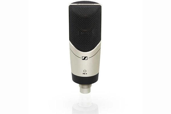 Sennheiser MK 4 Large diaphragm microphone (cardioid, true condenser) with 24-carat-gold-plated capsule, metal housing, internal capsule shockmount and 3-pin XLR-M. Includes (1) MZQ 4 clip, and (1) carrying pouch - Creation Networks