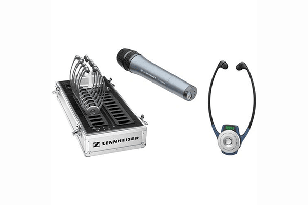 Sennheiser TG2020-20HANDHELDSYS Complete system package. Includes SKM2020-D-US handheld transmitter, EZL2020-20L charger/carry case, and (20) HDE2020-D-II US receivers. - Creation Networks