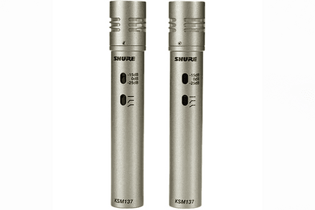 Shure KSM137/SL Stereo KSM137 Stereo Pair, includes two KSM137, two Foam Windscreens, A27M Stereo Microphone Adapter and Carrying Case - Creation Networks