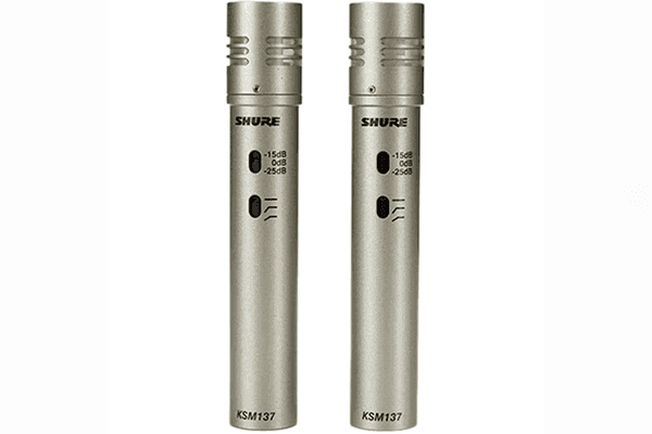 Shure KSM137/SL Stereo KSM137 Stereo Pair, includes two KSM137, two Foam Windscreens, A27M Stereo Microphone Adapter and Carrying Case - Creation Networks