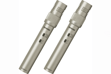 Shure KSM141/SL Stereo KSM141 Stereo Pair, includes two KSM141, two Foam Windscreens, A27M Stereo Microphone Adapter and Carrying Case - Creation Networks