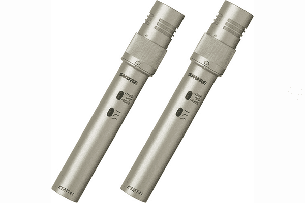 Shure KSM141/SL Stereo KSM141 Stereo Pair, includes two KSM141, two Foam Windscreens, A27M Stereo Microphone Adapter and Carrying Case - Creation Networks