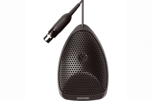 Shure MX391- Miniature Black Condenser Boundary Microphone, 12' Attached Cable Detachable preamp with XLR - Creation Networks