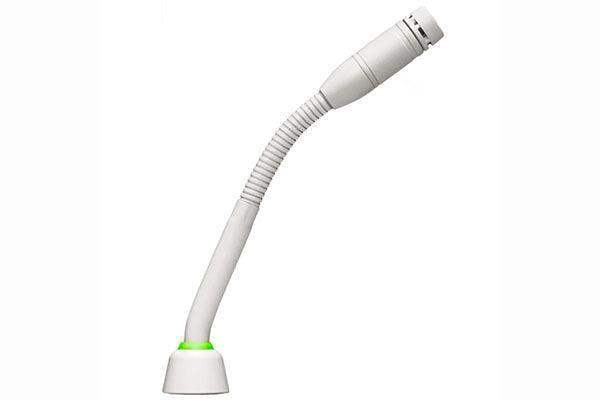 Shure MX405WLP/N 5" Shock-Mounted Gooseneck Mic with No Capsule, No Preamp, and 2-Color LED Ring on Bottom (White) - Creation Networks