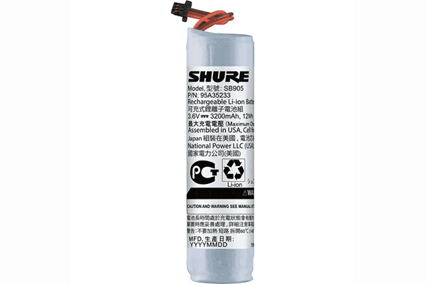 Shure SB905 Lithium-Ion Rechargeable Battery for MXW2 Handheld Transmitter - Creation Networks