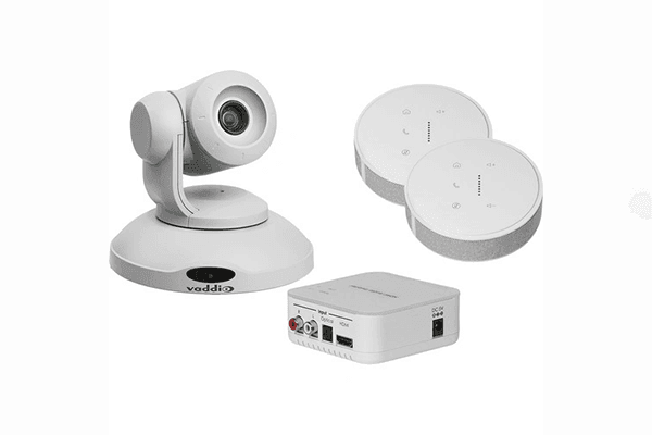 Vaddio ConferenceSHOT AV Bundle with 2 x TableMICs & Audio Embedder (White) - 999-99950-600W - Creation Networks