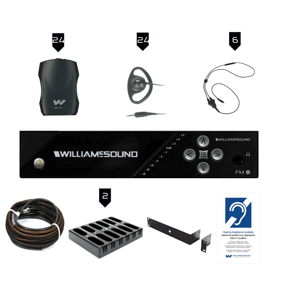 Williams Sound FM 557-24 PRO FM+ PRO System Package (24 R37 receivers) - Creation Networks