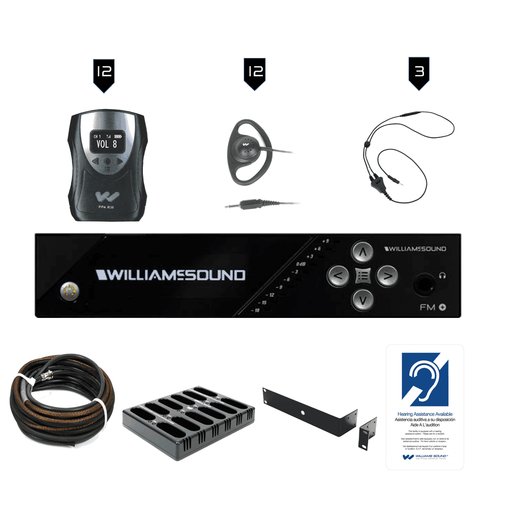 Williams Sound FM 558-12 PRO D FM+ PRO System Package (12 R38 receivers and Dante) - Creation Networks