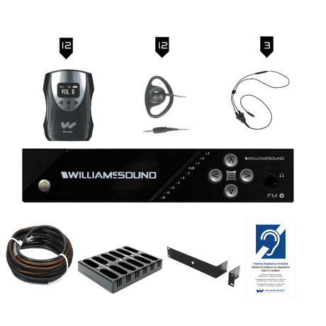 Williams Sound FM 558-12 PRO FM+ PRO System Package (12 R38 receivers) - Creation Networks