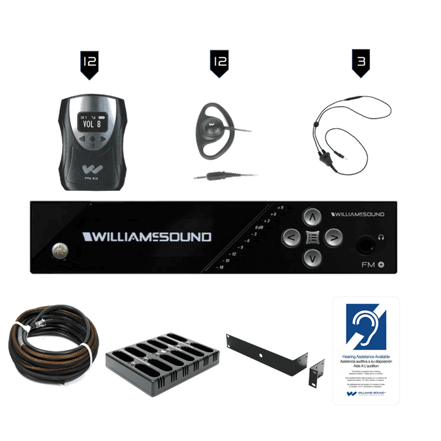 Williams Sound FM 558-12 PRO FM+ PRO System Package (12 R38 receivers) - Creation Networks