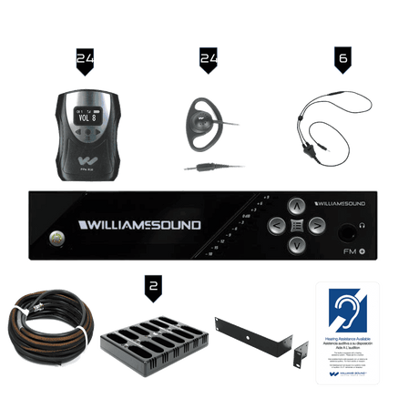 Williams Sound FM 558-24 PRO FM+ PRO System Package (24 R38 receivers) - Creation Networks