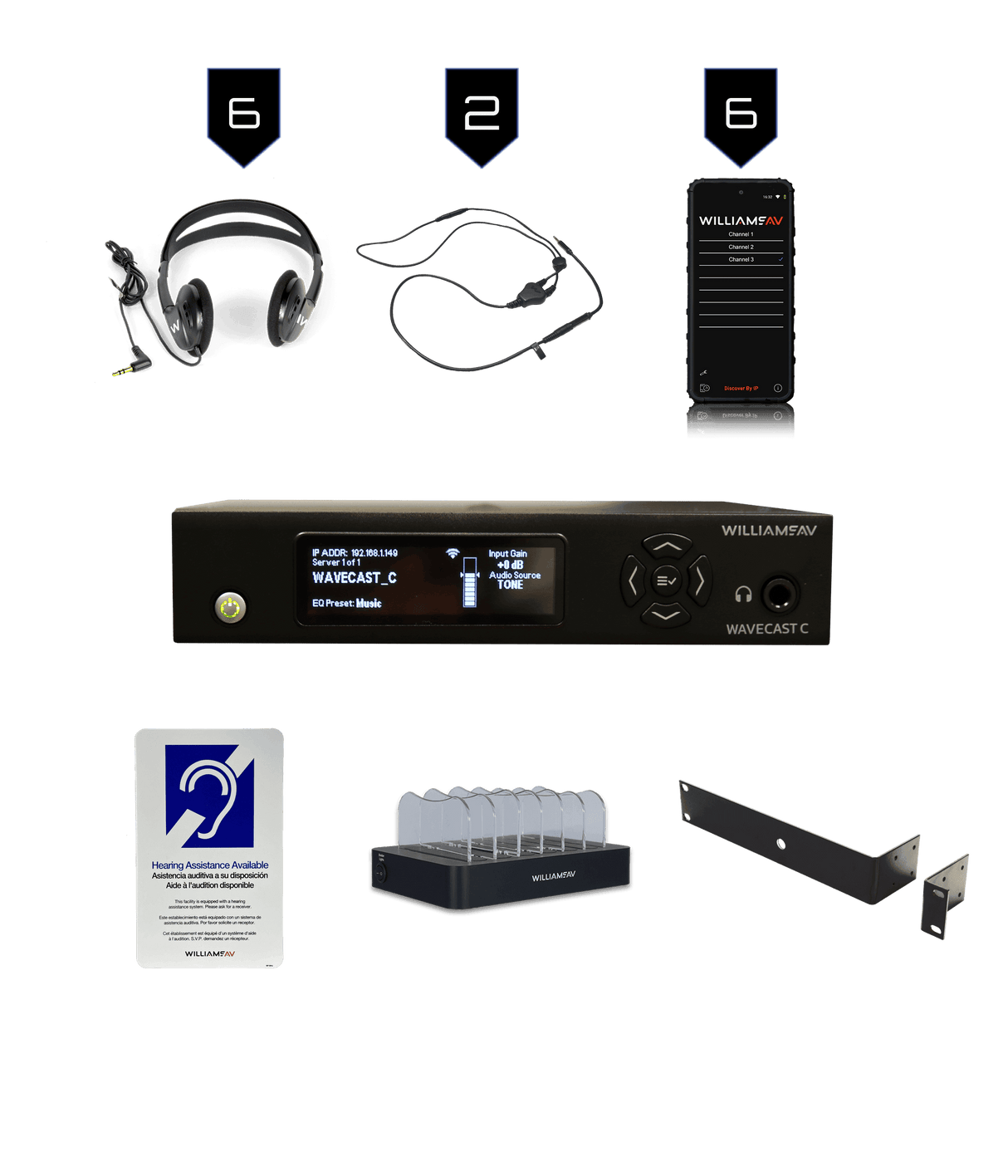 Williams Sound WF SYS2C WaveCAST System With 6 WAV Pro Wi-Fi Receivers - Creation Networks